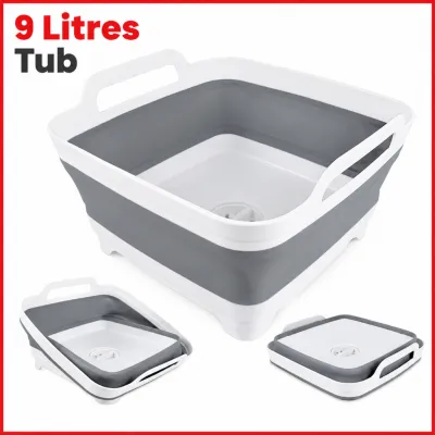 Collapsible tub Wash Basin for Baby Bottles with Drain Plug Space-Saving Camping Sink for RV Collapsible Dish