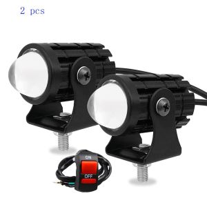 【Hot deal】 2pcs Motorcycle LED Headlight with switchSpotlights Auxiliary Lightings DRL Motorbike Fog 12V For Moto Bicycles Cars Accessories