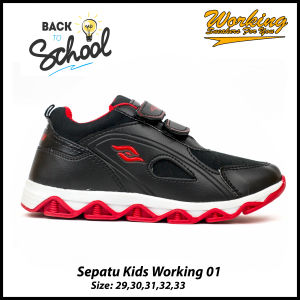 Sepatu Sekolah Anak SD Kids-01 Sepatu Anak TK Hitam Sneakers Kids Termurah Trendy