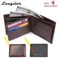 Genuine Cash LONGXIOR RFID Closure Fashion Cow Leather Bag Mens ID Protective Wallet MRF7Tech. 
