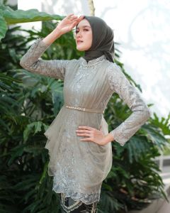 Set kebaya Terbaru kebaya brukat Tunik by akita couple batik modern baju kebaya wisuda seragam kondangan baju pasangan muslim kebaya couple Lamaran Tiffani Green