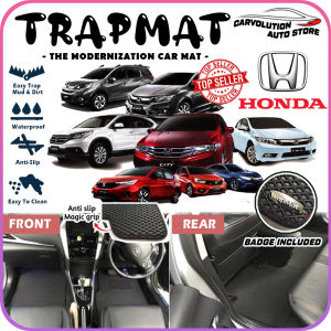 [CAS] [TRAPMAT] Honda Trapmat CarMat For BR-V City Hatchback Sedan FC FC FD FE CR-V HR-V Jazz WR-V Customize Carpet Car Floor Mat Black With Red Lining No Smell Durable Water Proof Anti Slip BRV CRV HRV WRV