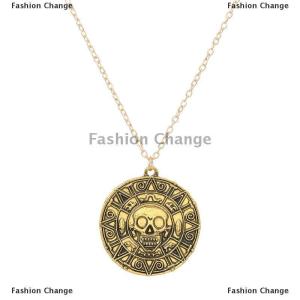 [COD] Fashion Change Pirates Of The Caribbean Aztec Color Necklace Retro Skull Pendant Punk Hip Hop Necklace