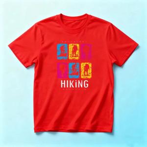 Modern Grid Outdoor Adventure Art T Shirt Men Hiker Silhouette Color Block Frame Simple Trekking Cotton Street Short Sleeve Tee