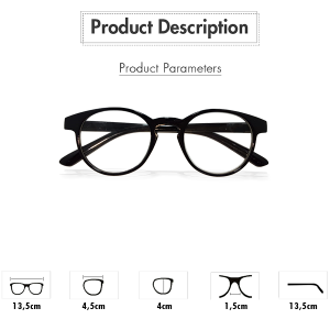 Kacamata Baca Full Plus (+) Betuk Frame Oval Tersedia Ukura +1.00 sampai +3.00 Frame Kokoh Untuk Pria dan Wanita Warna Hitam Glossy