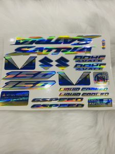 Bộ tem crom bóng dán trang trí xe máy suzuki satria có sẵn keo siêu dính