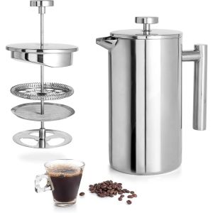 MICANGP 350/600/800/1000/1500ml French Press Coffee Maker Filtration System Double Wall Coffee Press Machine High Quality Easy Clean Insulated Coffee Pot Hand-made Coffee