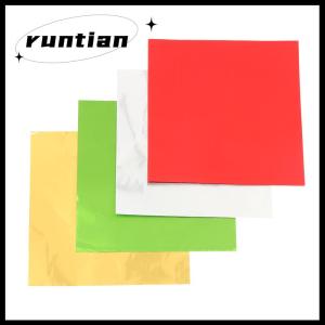 runtian 100pcs 8x8cm nhiều màu nhôm lá Kẹo sô cô la bánh quy tin gói giấy DIY kim loại Glossy Quà Tặng TINFOIL giấy bao bì