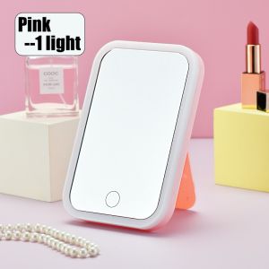 3-colors Touch Screen LED Mirror Vanity USB Rechargable Vanity Folding Portable Square Mirrors Portable Standing Vanity Mirroir Cosmetics Mirror