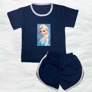 Setelan Baju/Kaos Anak Playful Colour Gambar Kartun ELSA Umur 6 Bulan - 7 Tahun