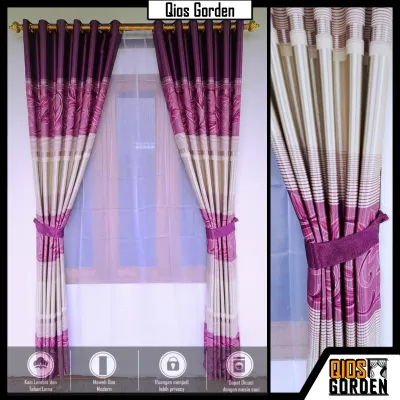 Gorden jendela Pintu Blackout Import Mewah Motif Printing Batik Plat Emas Embosh Model Smokring