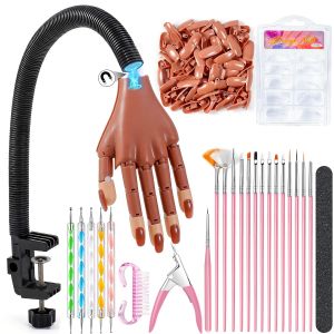 Practice Hand for Acrylic Nails Magnetic Nail Practice Hands Mannequin Hand for Nails Kit for Beginners Movable Flexible Fake Hand with 200PCS Nail Tips Brush File and Clipper
