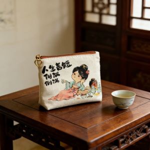Trendy Cotton-Linen Zipper Coin Purse Cute Cartoon Creative Coin Purse Versatile Zipper Small Bag for Girls