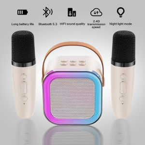 Bluetooth Speaker Portable Karaoke Set RGB Light Murah Wireless Subwoofer Small Home KTV Pembesar Suara Y1 藍牙音箱 音響 麦克风 家用KTV
