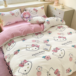 Dansunreve Quilt Cover Washed Cotton Duvet Cover Sanrio Kuromi Cinnamoroll Pochacco Kitty Comforter Cover with Zipper