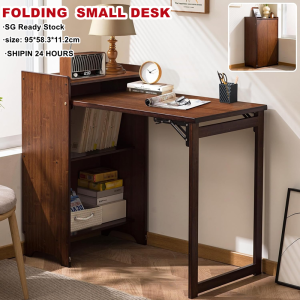Folding Desk Small Apartment Bookcase Bookshelf Integrated Computer Desk Study Table with Shelf Small Folding Writing Desk