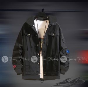 Jacket jeans casual oversize model korea style / jacket jeans kombinasi oversize pria dan wanita