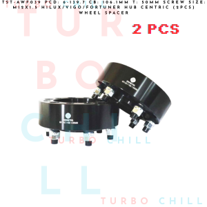 TST-AWF039 PCD: 6-139.7 CB: 106.1MM T: 50MM SCREW SIZE: M12X1.5 HILUX/VIGO/FORTUNER HUB CENTRIC (2PCS) WHEEL SPACER