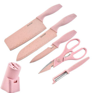 Bright Crown Pisau Dapur Set 6 in 1 Stainless Steel / Kitchen Knife Set 6 in 1 Dengan Wadah Berkualitas