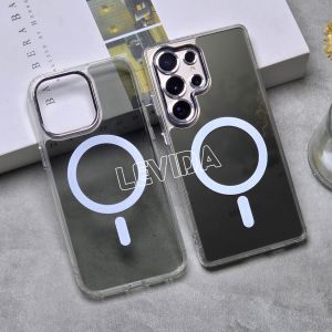 Case Samsung S25 Samsung S25 Plus Samsung S25 Ultra Magsafe Magnetic Clear Black Transparan Wireless Charging Case Cover