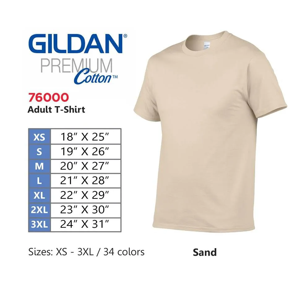 Gildan Premium Sand Light Brown Nude 76000 100% Cotton Imported Plain Tshirt  High Quality Organic Colored Shirt Comfortable Soft Unisex MRL Prints
