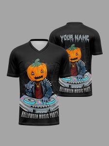 Jeans Fritz Custom 3D Print Halloween Dj Pumpkin Head Spooky Soccer Jersey Sporty Style Football Shirt for Men Women Training Match with Fast Delivery Cod Free Shipping High Quality Breathable Soft Touch Comfort Fit