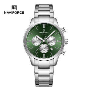 NAVIFORCE Original Fashion Chronograph Watch for Men Date Stopwatch Chronograph Stainless Steel Strap 3ATM Waterproof Level Quartz Movement Luminous Hands Mens Casual Watch NF8076