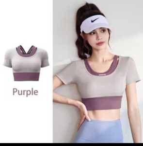 Hens atasan Baju Olahraga Wanita / Crop Top pakaian sport Lengan Pendek Atasan Olahraga (SR-A )