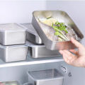 Stainless Steel fresh-Keeping Box With lid Refrigerator Storage Box Steamed fish Grilled Fish  Dish fruit Plate保鲜盒冰箱收纳盒. 