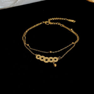 GELANG TITANIUM WANITA TERBARU MODEL KOIN DUA LAYER