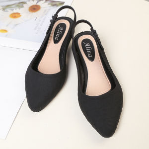 [Free Shipping] Pointed Toe Thick-Soled Sandals for Women Fashionable Outdoor Wedge Heels Versatile Elastic Strap Beach Non-Slip Summer Shoes