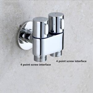 QUITE G1/2 Mini Multi-function Faucet Zinc Alloy One Into Two Out Dual Control Washing Machine Chrome Tap Three-way Triangle Valve
