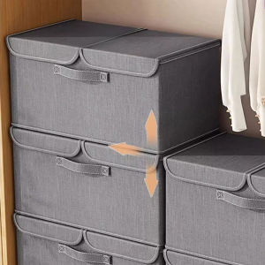 Foldable Double Cover Storage Box Fabric Cloth Wardrobe Laundry Storage Box Oraganizer Linen Storage