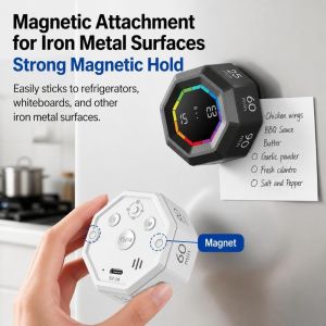 YESMILE Cảm biến trọng lực Đồng hồ hẹn giờ kỹ thuật số Octagon Có thể sạc lại Thời gian xoay Đồng hồ đếm ngược trực quan  Đếm ngược tùy chỉnh Khối lập phương hẹn giờ Pomodoro Dùng để nấu ăn