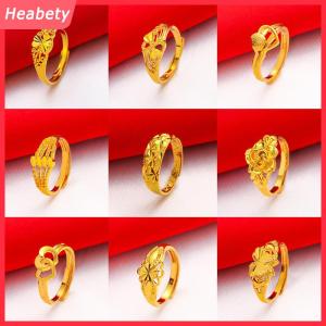 Heabety Mạ Vàng May Mắn Vòng Mở Có Thể Điều Chỉnh Thời Trang Đơn Giản Chuyển Vòng Cho Phụ Nữ Tất Cả Các Trận Đấu Ngón Tay Sang Trọng Phụ Kiện