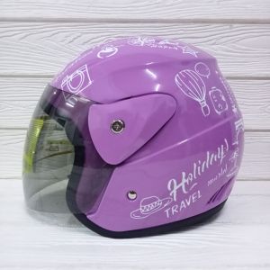 HELM HALF FACE EVOLUTION MOTIF TRAVELING UNGU MIRIP GM EVO MURAH HELM DEWASA MURAH