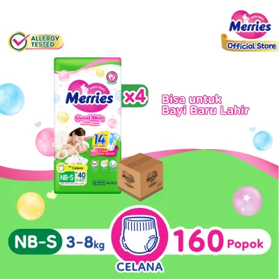 Merries Good Skin Pants Popok Bayi Baru Lahir NB-S40 x4 (3-8kg) isi 160 pcs [Karton]
