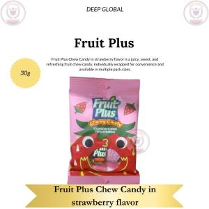 Fruit Plus Chewy Candy Strawberry Flavor 30g Individually Wrapped Juicy Sweet Refreshing Snack Made in Malaysia Halal Certified