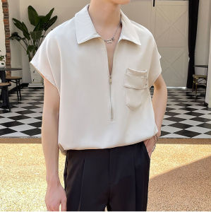 Áo thun áo thun nam cộc tay chui đầu khóa kéo phong cách nhẹ nhàng - H77