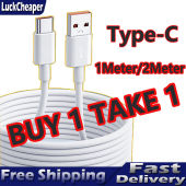 BUY 1 TAKE 1 Fast Charging Original 2M Typec Cable 2 Meter Charging Cable Data Lightning Cord Fast Charging Fast charge Cable Data Sync and Quick Charging for Type-C Smartphones 1/2 Meters Type C Wire Cord USB Data Line
