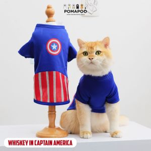 Captain America - Kostum Kucing dan Kostum Anjing POMAPOO Premium Berkualitas