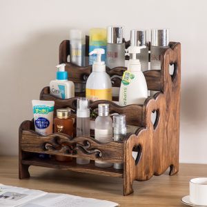Solid Wood Desktop Finishing Rack Kitchen Seasoning Storage Rack Bathroom Storage Rack Washing Table Finishing Rack