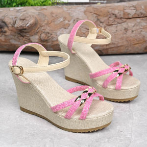 Free Shipping Platform Sandals For Plus-Size Women New Summer Fashion With A Single-Strap Design Thick Soles And High Heels