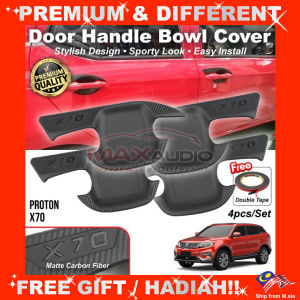 Car Door Handle Protector PROTON X70 Matte Black Carbon Red Logo Bowl Cover Sticker Trim