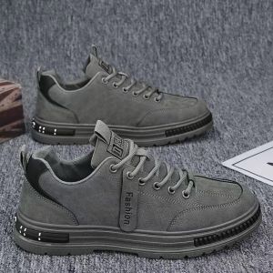 Men Thick Sole Rubber Shoes Korean Fashion Lace Up Sports Sneakers Comfortable Flat Casual Shoes For Men On Sale