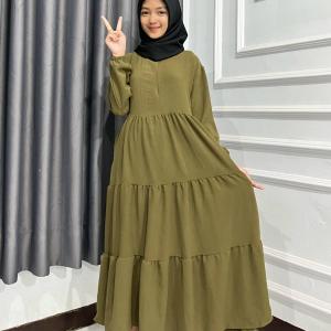 Gamis Susun Tiga Tali Anak Gamis Anak Couple Terlaris Gamis Anak Warna Hijau Army Polos Gamis Anak Umur 3-11 Tahun