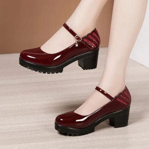 6 8 10cm Small Size 32-43 Shallow Patent Leather Shoes Women Mary Janes 2026 Fall Block Heels Shoes Platform Pumps Office Mom