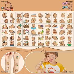 [COD] Homein 30 Sheets Capybara Tattoo Stickers Cartoon Childrens Temporary Tattoos Kids Boy Girl Art Animals Tattoos Birthday Gift