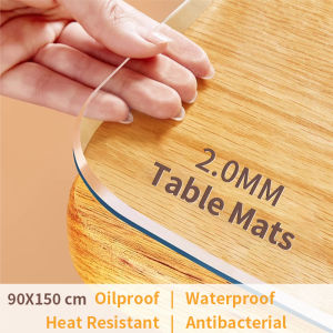 2mm Thick PVC Table Mat Transparent Tablecloth Waterproof Oil-Proof Dining Table Protector Lapik Meja 6 Kerusi 透明桌垫