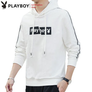 PLAYBOY Mens Spring and Autumn Hooded Long Sleeve Sweater Casual Fashion Sports Hooded Top